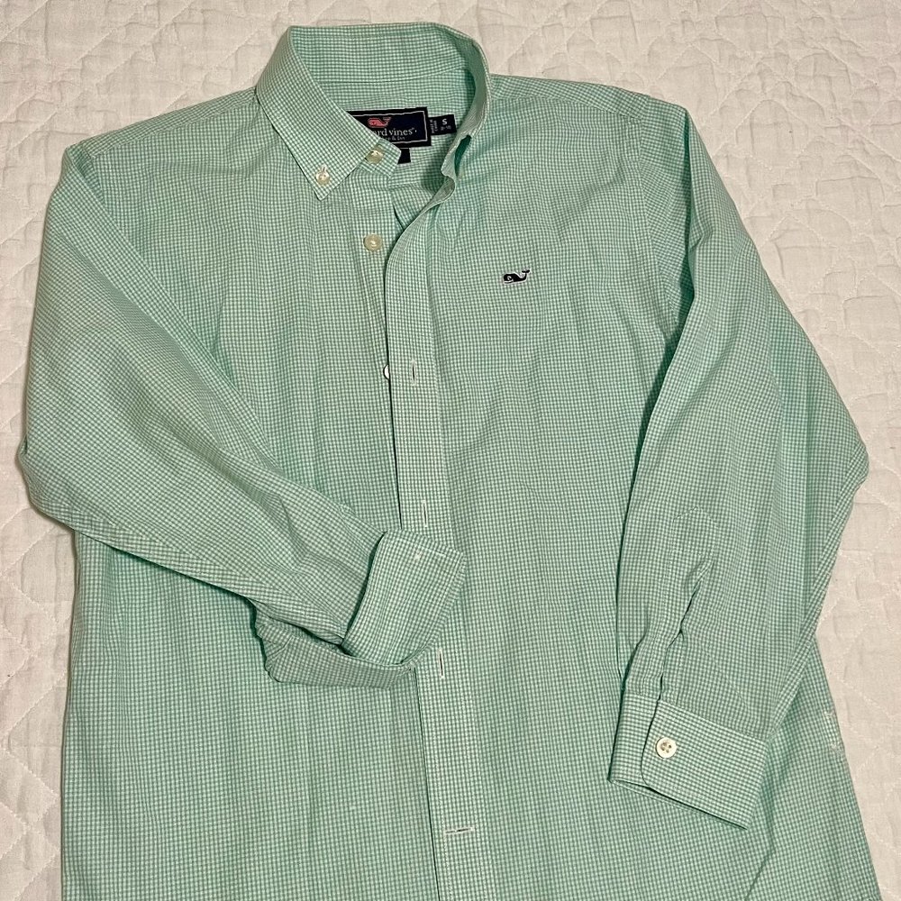 Green and white checked Vineyard Vines Button Down